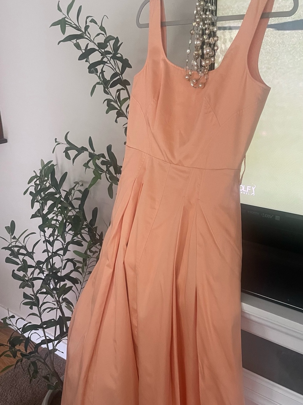 Donna Karan Sleeveless Peach/Coral Dress with Back Zipper